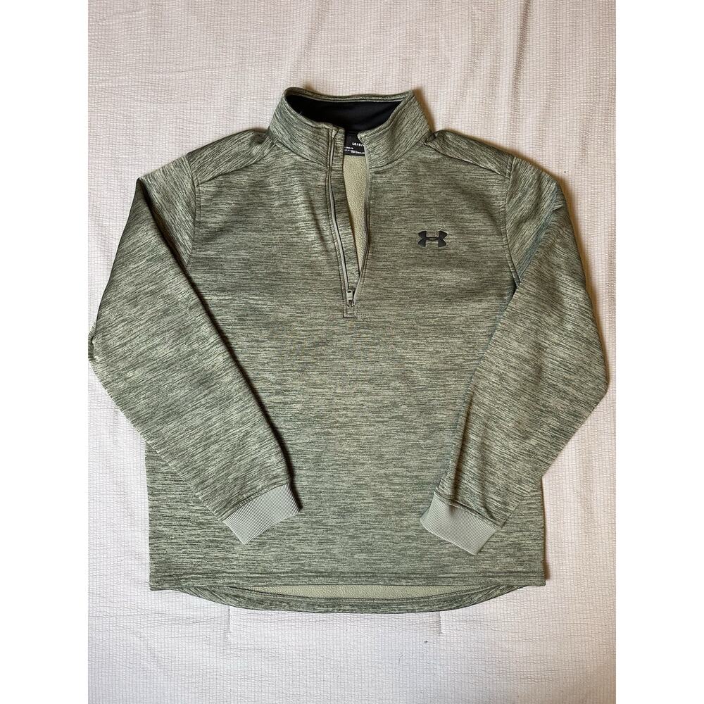 Under Armour Women's Coldgear Loose 1/4 Zip Stretch Top Heather Green Large
